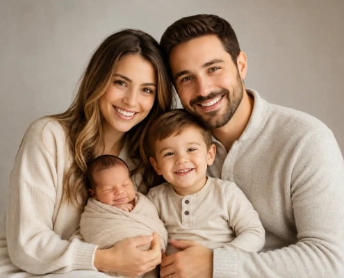 عکس خانوادگی با نوزاد و کودک