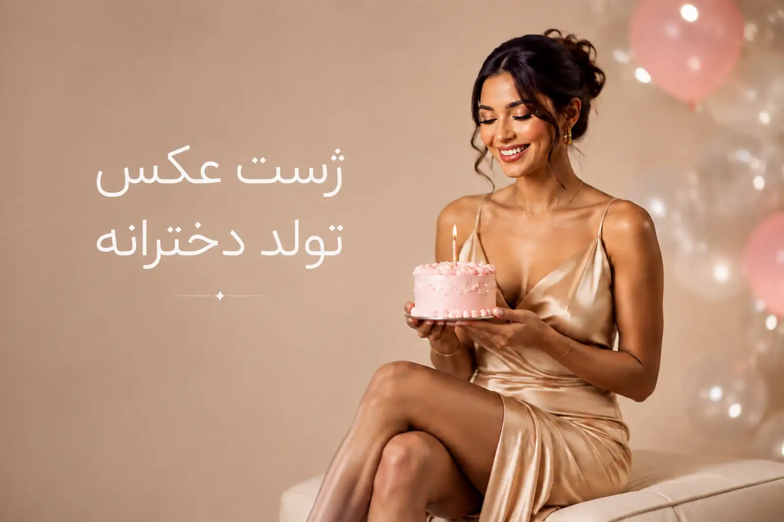 ژست عکس تولد دخترانه شیک و رویایی ژست عکس تولد دخترانه با کیک و شمع