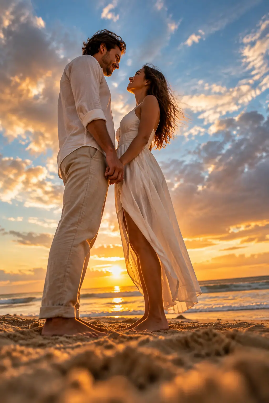 ژست عکس از زاویه پایین کنار دریا