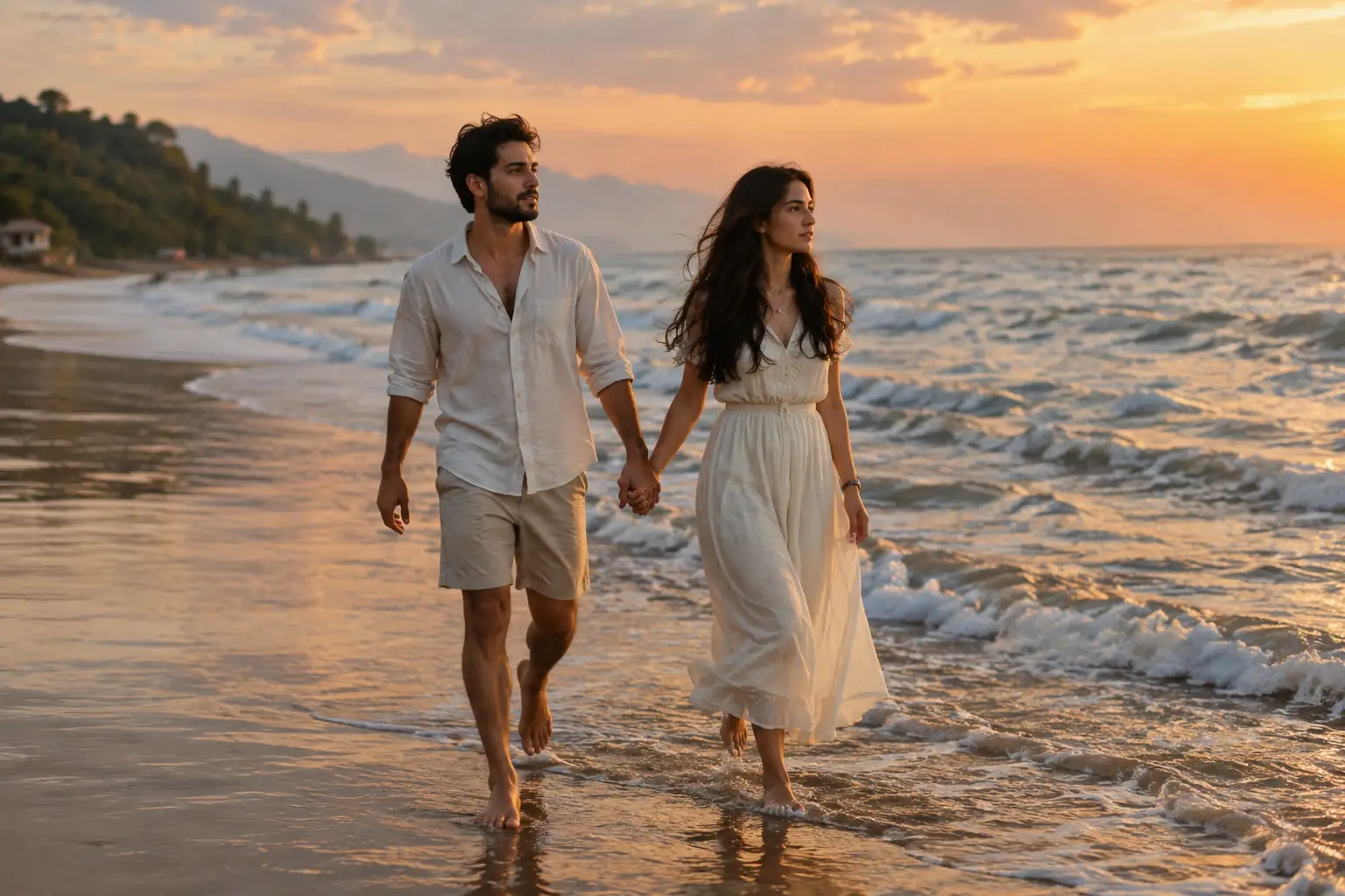 ژست عکس دونفره عاشقانه کنار دریا