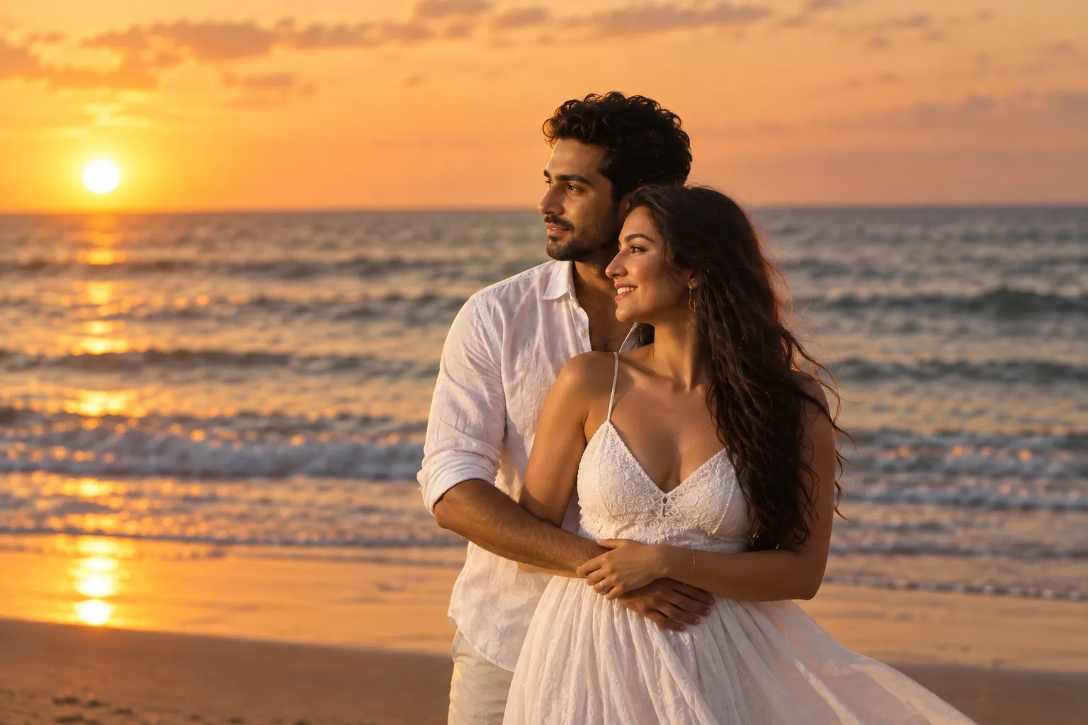ژست مدلینگ کنار دریا با لباسهای سفید